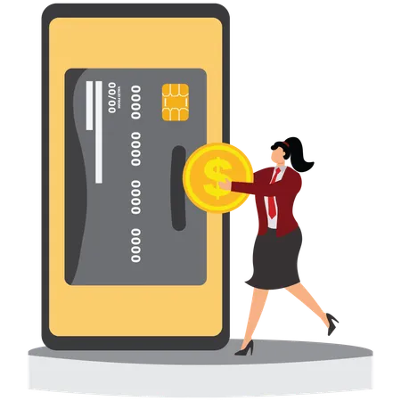 Businessman depositing money in bank  Illustration