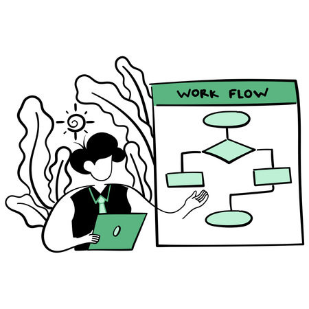 Businessman describing workflow  Illustration