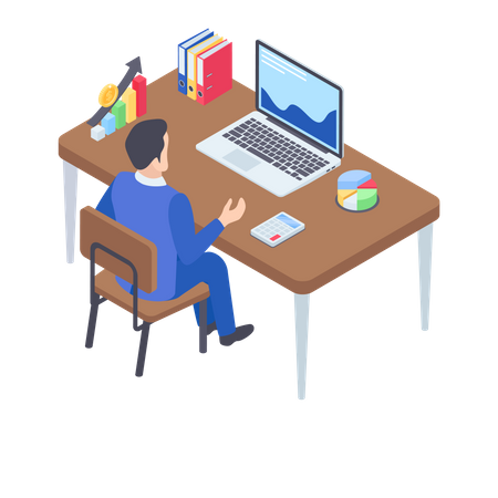 Businessman desk  Illustration