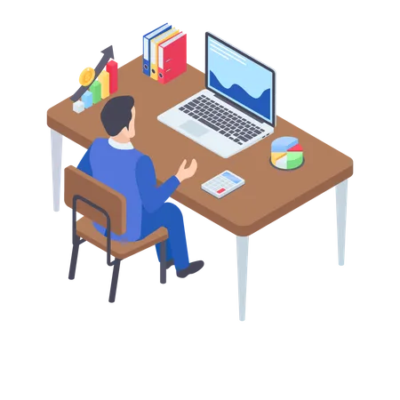 Businessman desk  Illustration