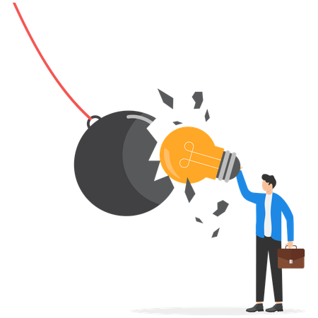 Businessman destroy creative ideas  Illustration