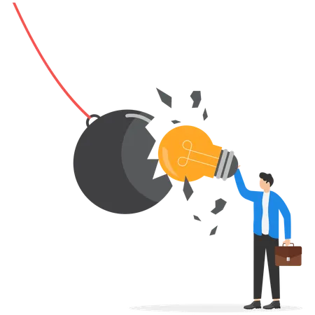 Businessman destroy creative ideas  Illustration