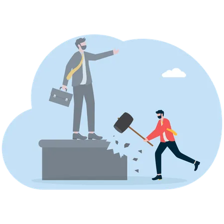 Businessman destroying big statue  Illustration