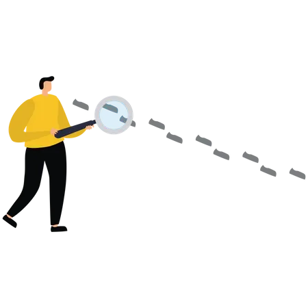 Businessman detective using magnifying glass Illustration
