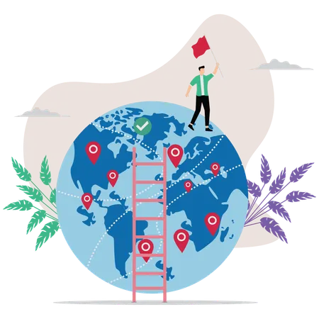 Businessman developed and brought firm to global market  Illustration