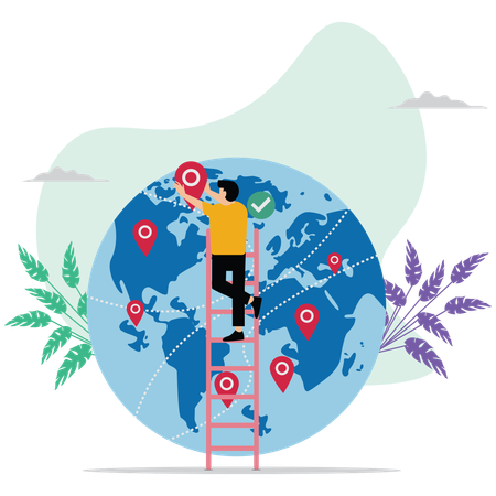 Businessman developed company to international level  Illustration