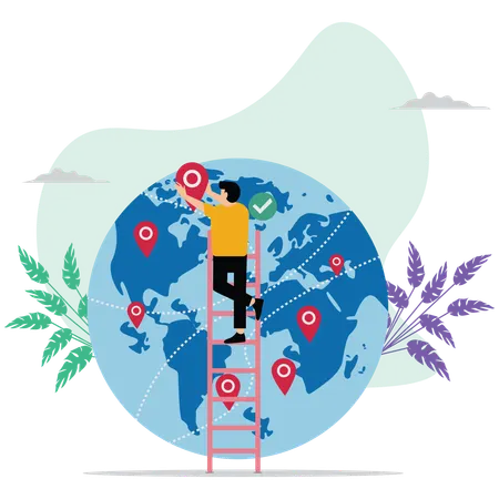 Businessman developed company to international level  Illustration