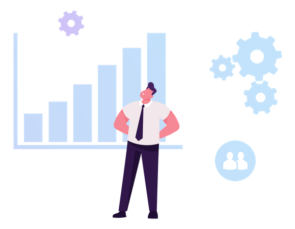 Businessman Developing Potential Analyzing Statistics Data Chart  Illustration