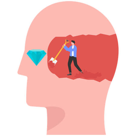 Businessman digging and mining to find treasure  Illustration