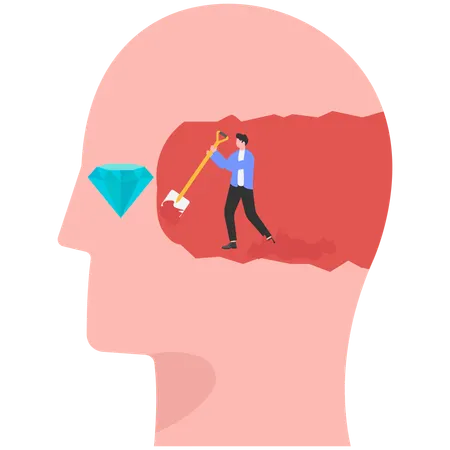Businessman digging and mining to find treasure  Illustration