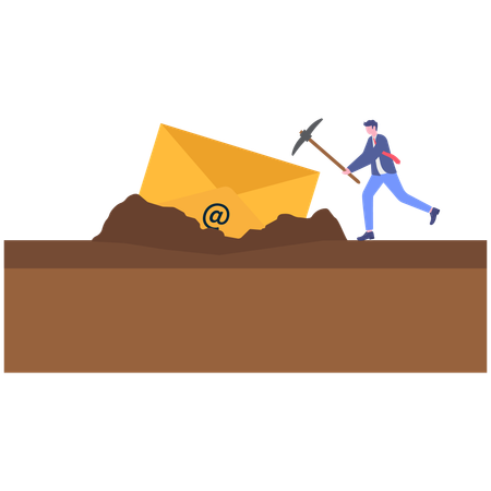 Businessman digs business mails  Illustration