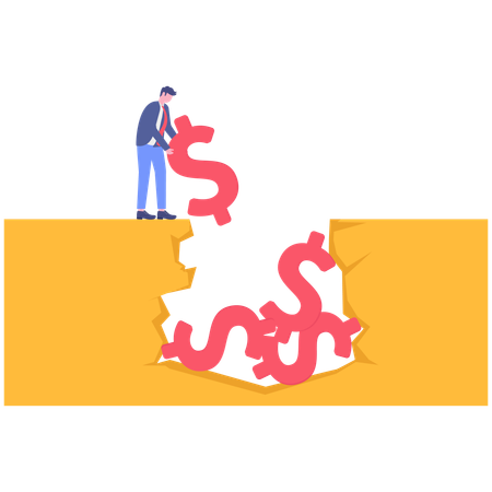 Businessman digs out currency from ground  Illustration