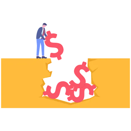 Businessman digs out currency from ground  Illustration