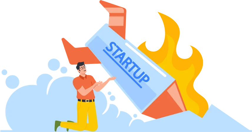 Businessman Disappointed and Sad of Company Startup Idea Fail  Illustration