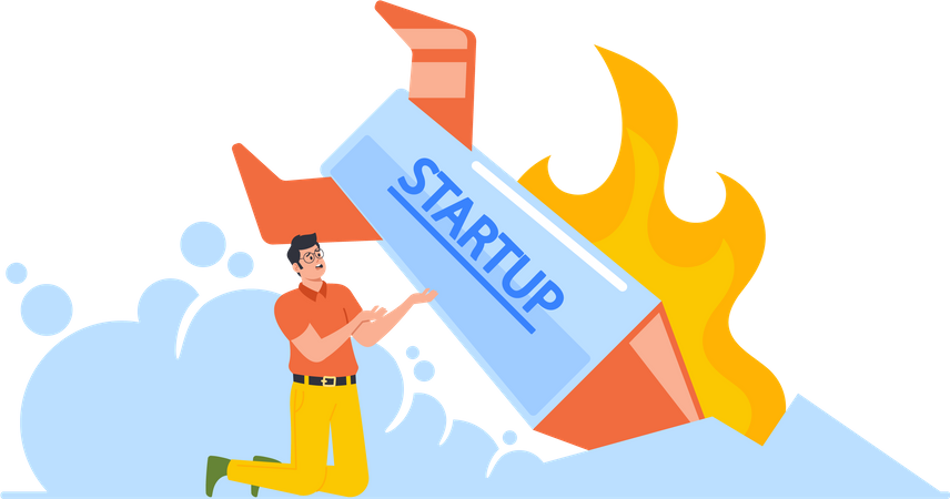 Businessman Disappointed and Sad of Company Startup Idea Fail  Illustration