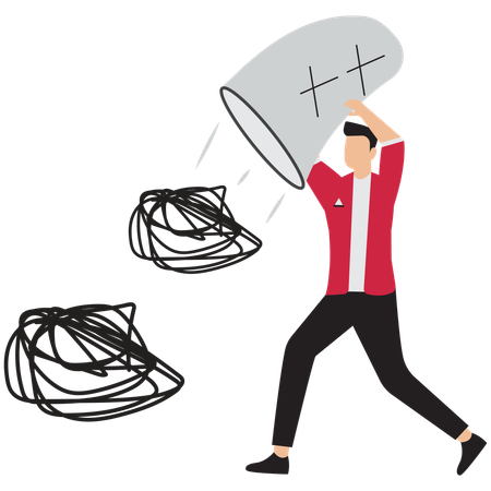 Businessman discarding business problem  Illustration