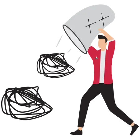 Businessman discarding business problem  Illustration