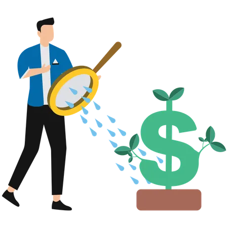 Businessman discovering money plant  Illustration