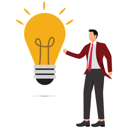 Businessman Discovering New Bright Idea  Illustration