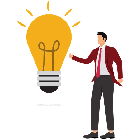 Businessman Discovering New Bright Idea  Illustration