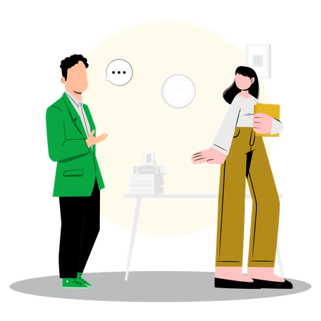 Businessman discuss with female employee Illustration