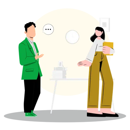 Businessman discuss with female employee Illustration