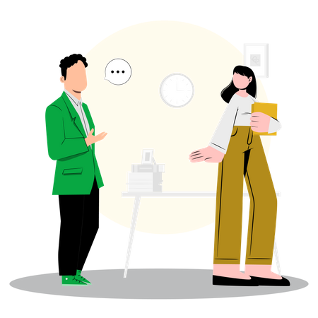 Businessman discuss with female employee  Illustration