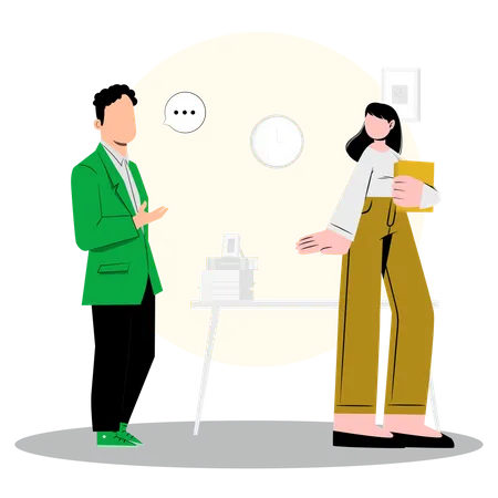 Businessman discuss with female employee  Illustration