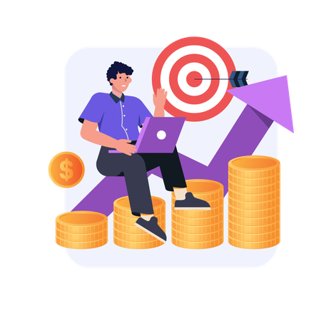 Businessman discusses his financial growth  Illustration