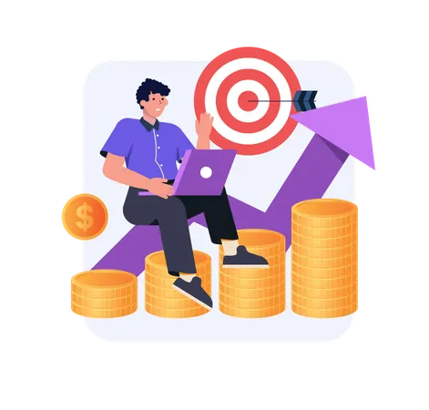 Businessman discusses his financial growth  Illustration