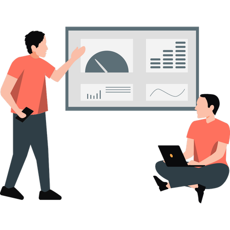 Businessman discussing about business performance meter  Illustration