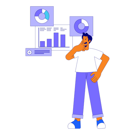 Businessman discussing growth graph  Illustration