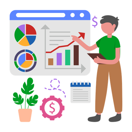 Businessman working on Revenue Growth  Illustration