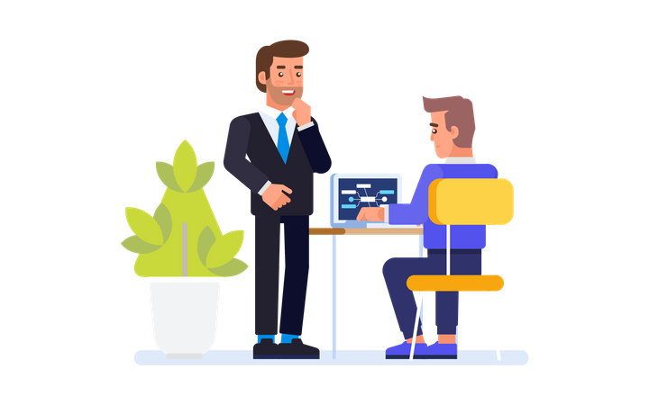 Businessman discussing with developer  Illustration