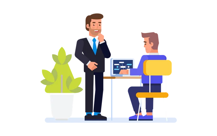 Businessman discussing with developer  Illustration