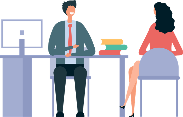 Businessman discussing with female employee  Illustration