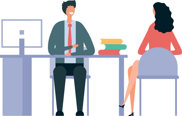 Businessman discussing with female employee  Illustration