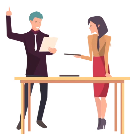 Businessman discussing with female employee  Illustration