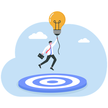 Businessman dive to target from springboard to achieve his goal  Illustration