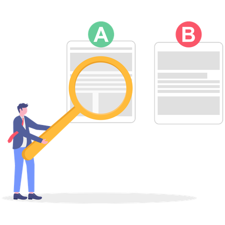 Businessman doing AB testing  Illustration
