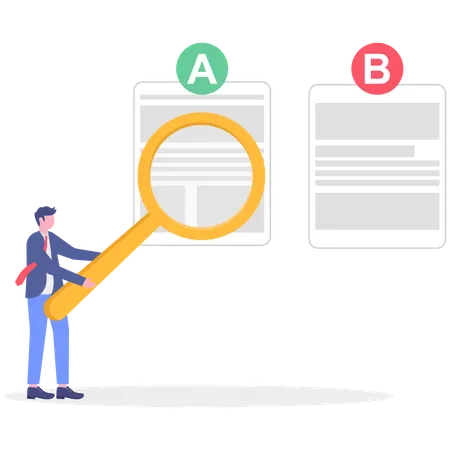 Businessman doing AB testing  Illustration