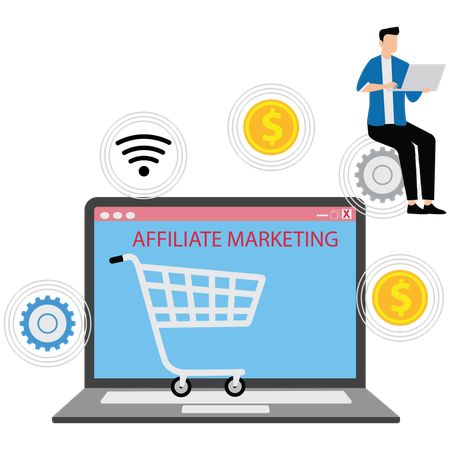 Businessman doing affiliate marketing  Illustration