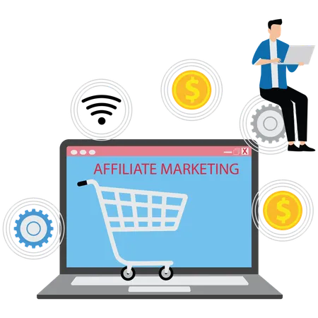 Businessman doing affiliate marketing  Illustration