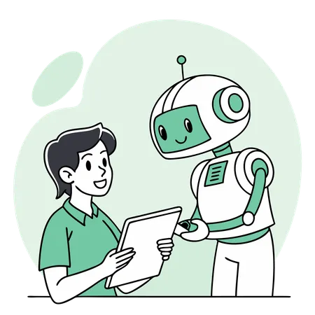 Businessman doing ai collaboration  Illustration