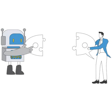 Businessman doing ai collaboration  Illustration