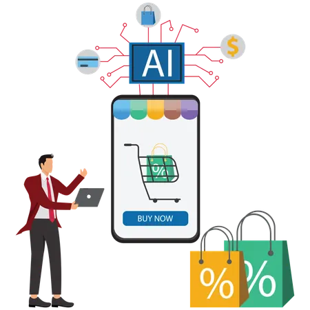 Businessman doing AI-Powered Shopping  Illustration