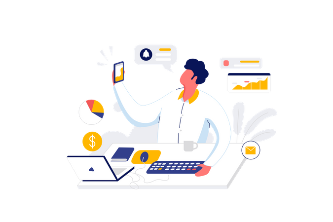 Businessman doing analysis  Illustration