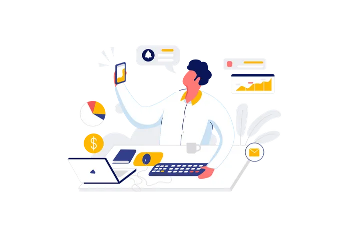 Businessman doing analysis  Illustration