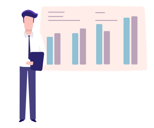 Businessman doing analysis presentation  Illustration