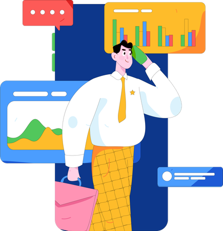 Businessman doing analytics  Illustration